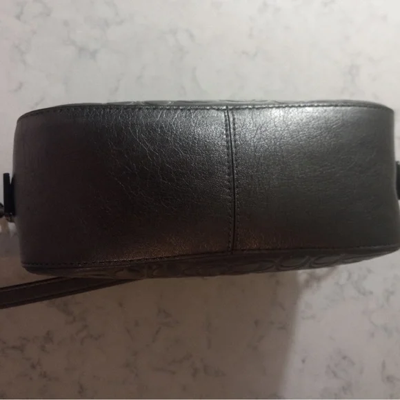 Coach Metallic Signature Embossed Leather Camera Bag - Picture 10 of 15